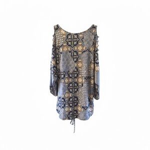 PerSeption Concept Blue and Cream Blouse